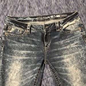 Women’s size 34” waist, 30” inseam Miss Me jeans. Stone washed.